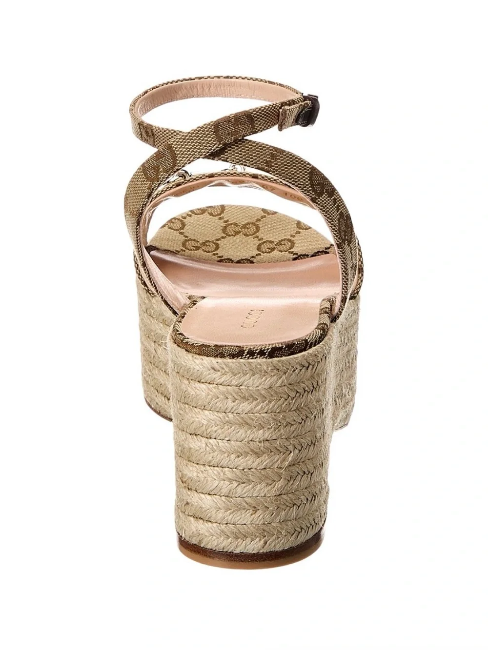 Gucci Beige/Brown GG Canvas Espadrille Platform Sandal with Horsebit